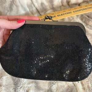 Express Black Sequin Evening Clutch